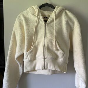 NWT Madewell MWL Sherpa Zip Front Drawstring Hoodie Sweatshirt
